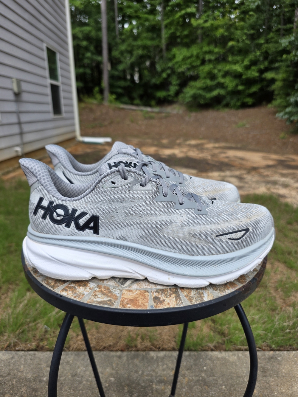 Hoka Clifton 9 1127895 HMBC Harbor Mist/Black Running Shoe Sneaker Men Sz 10.5 D